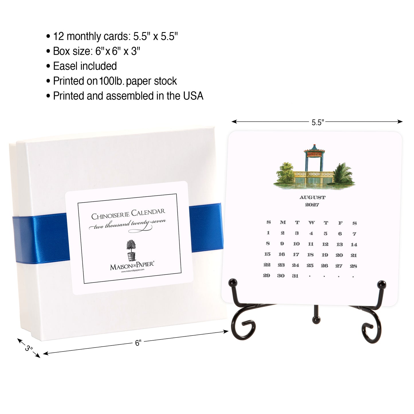 2027 Chinoiserie Desk Calendar
