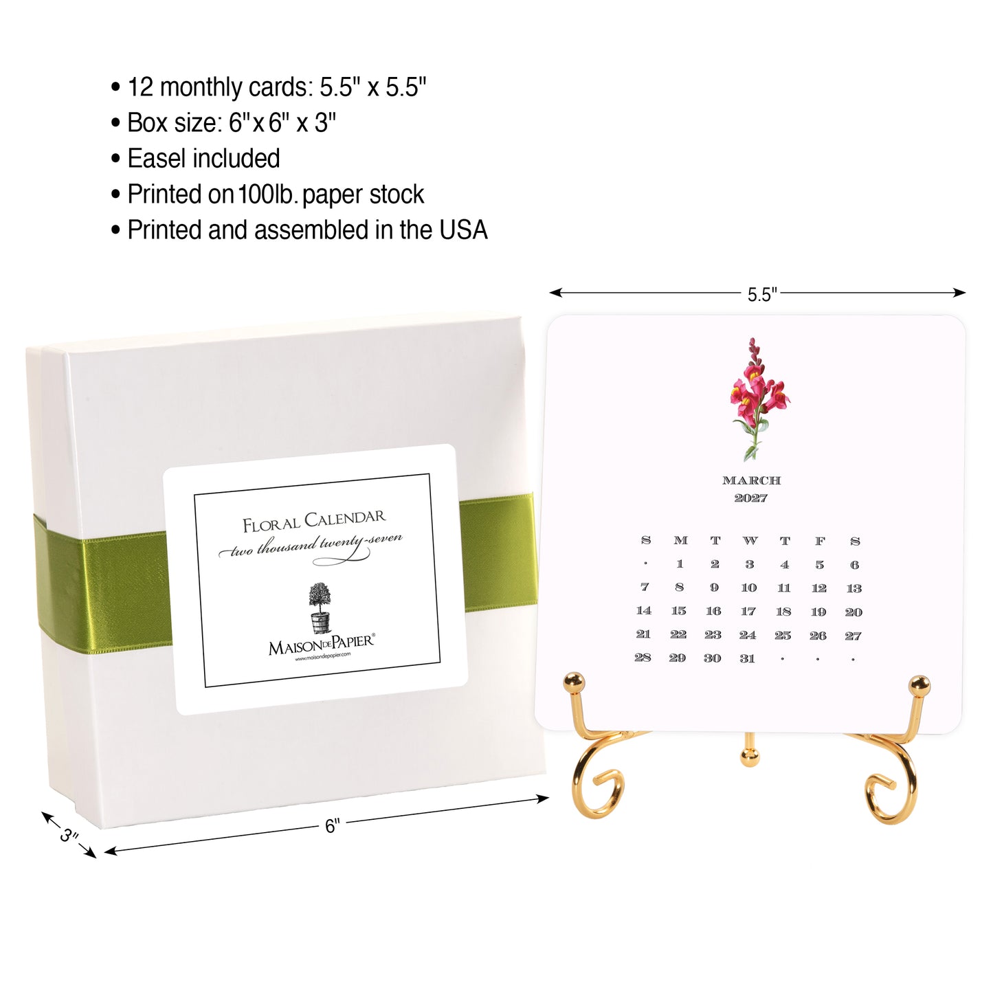 2027 Flora Desk Calendar