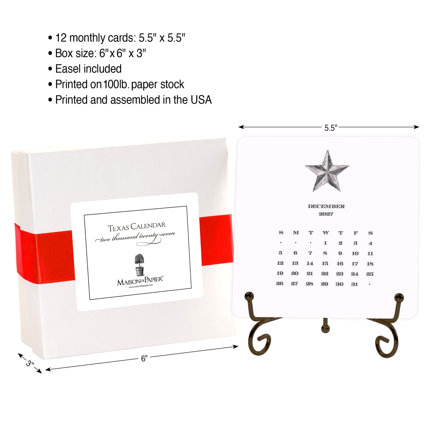 2027 Texas Desk Calendar