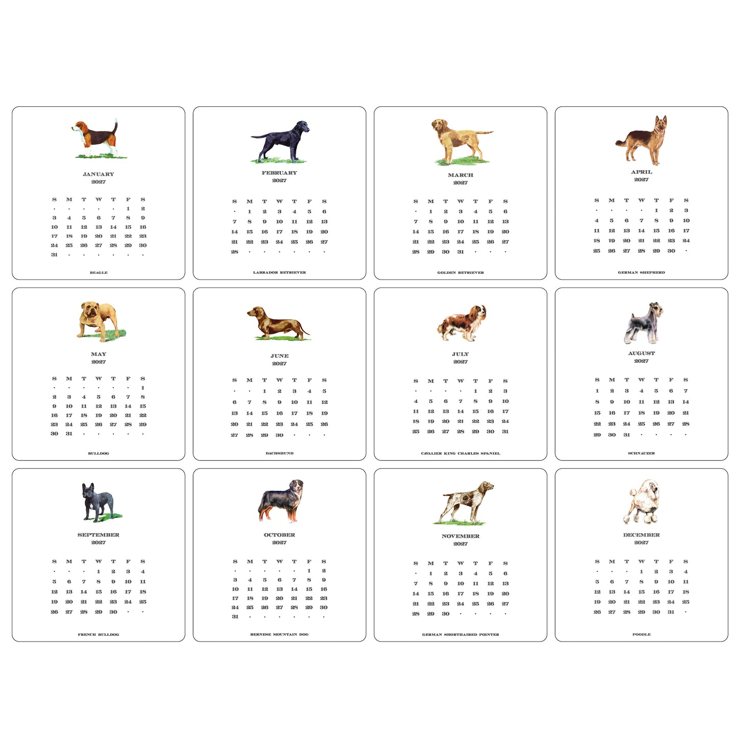 2027 Dog Desk Calendar