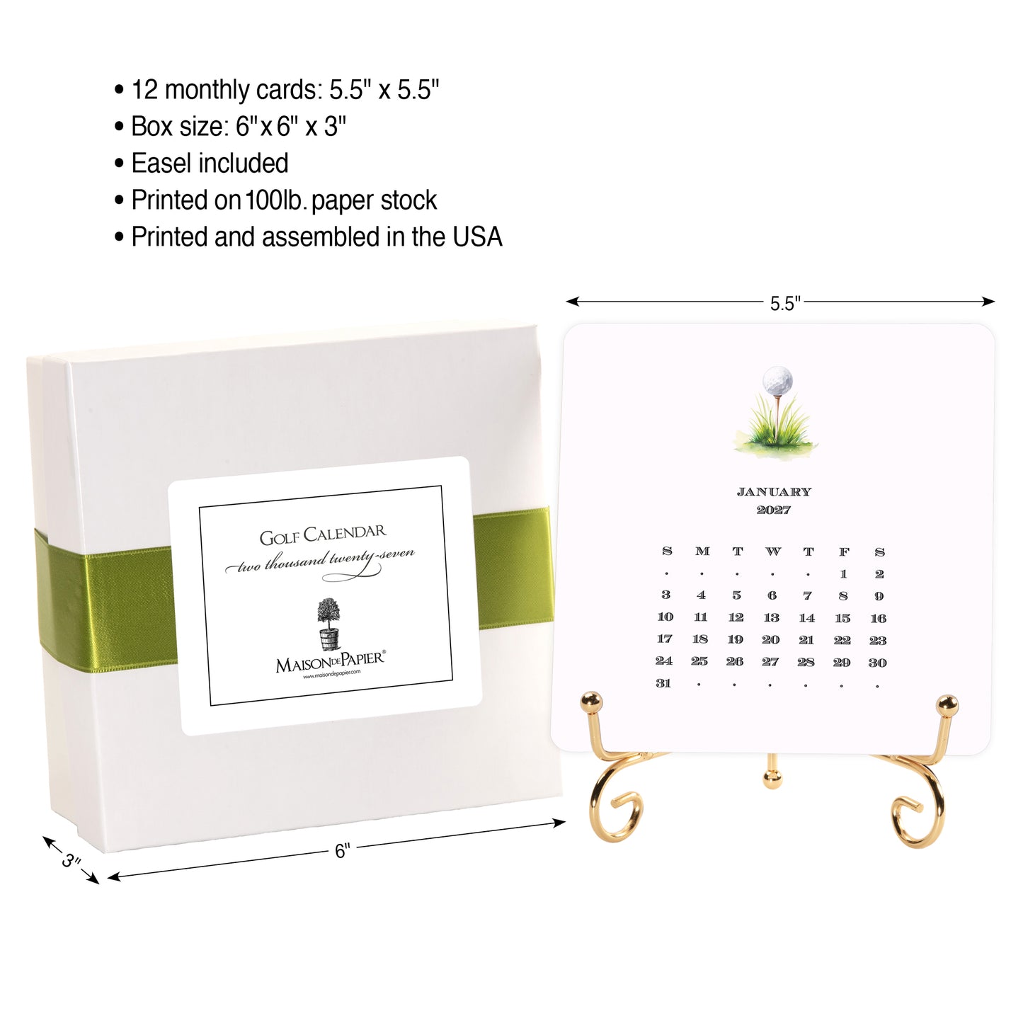 2027 Golf Desk Calendar