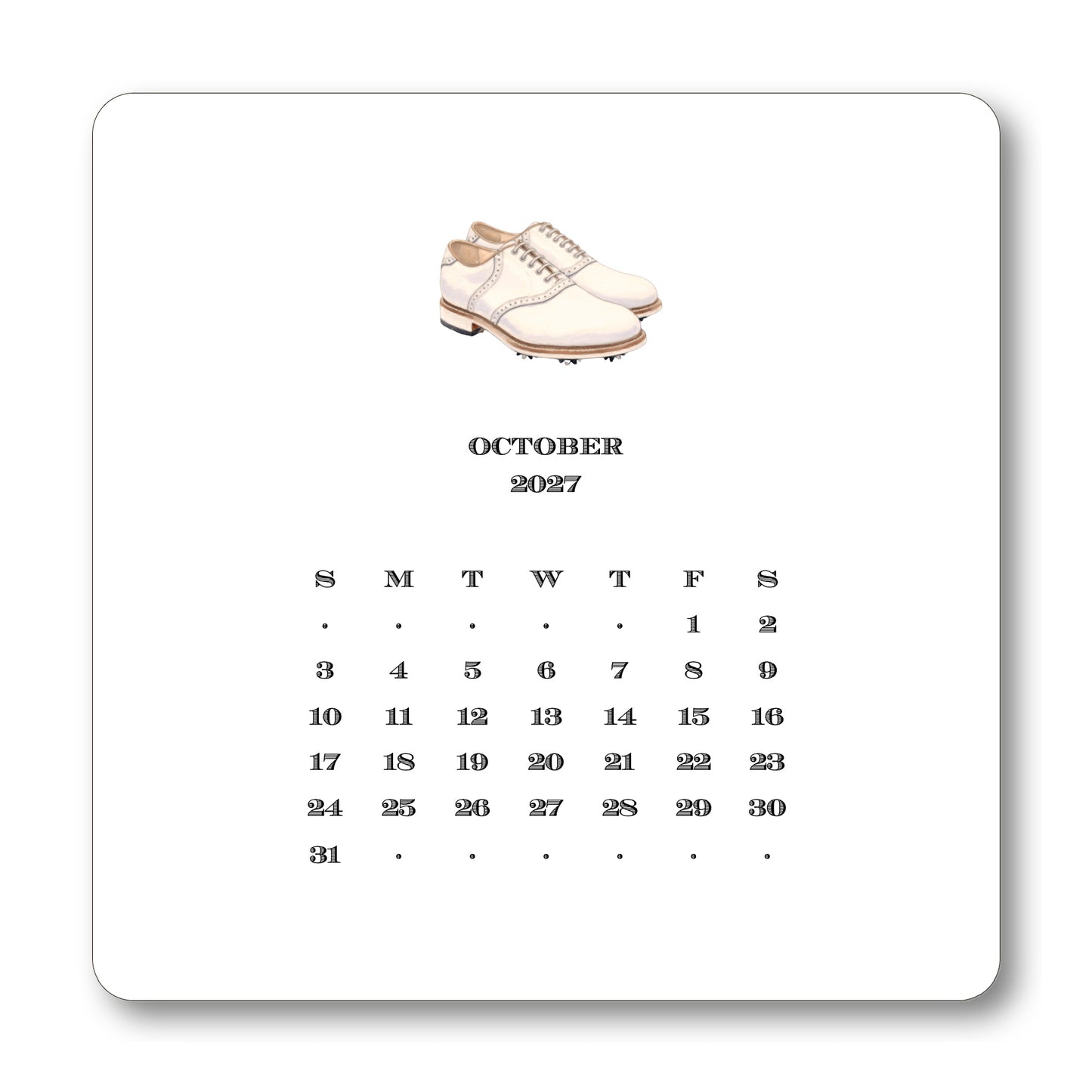 2027 Golf Desk Calendar