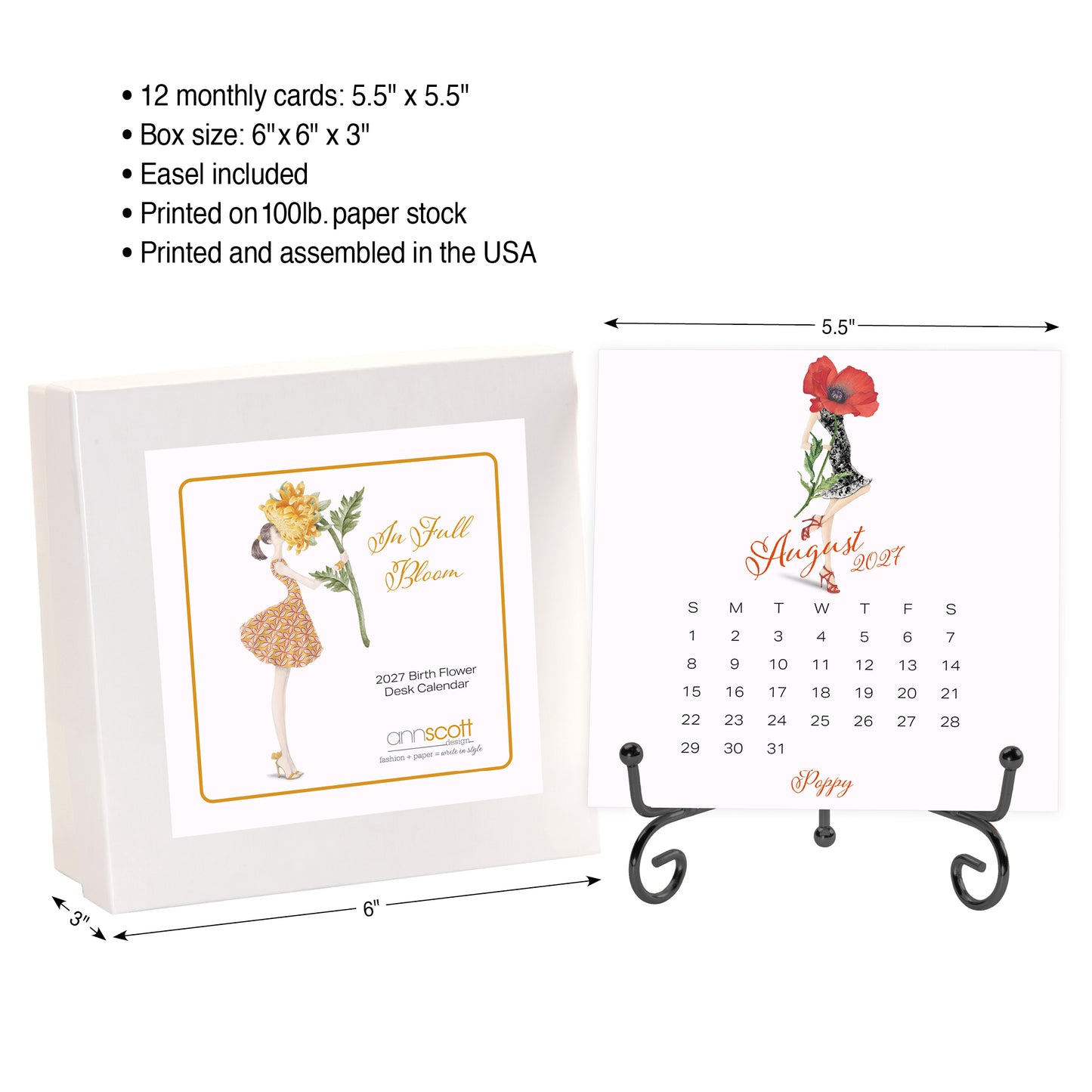 2027 Ann Scott Flowers Desk Calendar