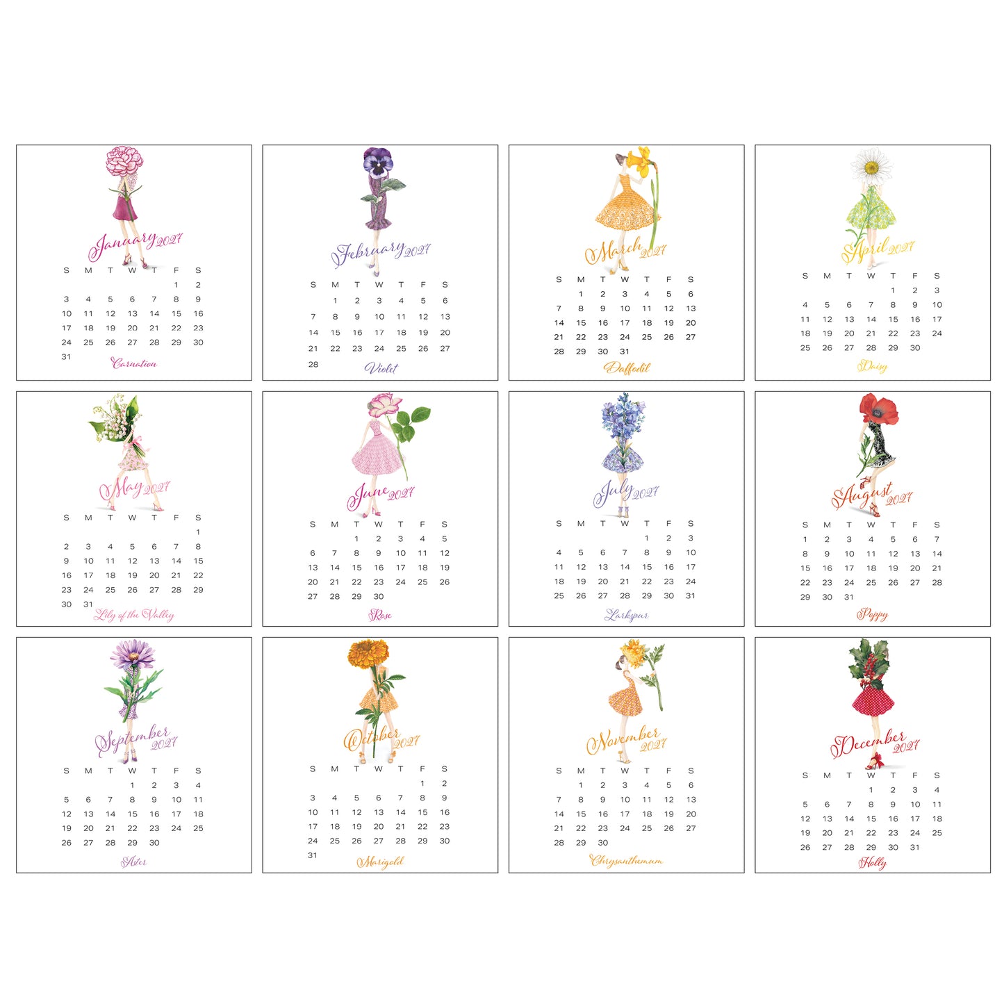 2027 Ann Scott Flowers Desk Calendar