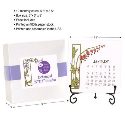 2027 Arts & Crafts Press Botanical Desk Calendar