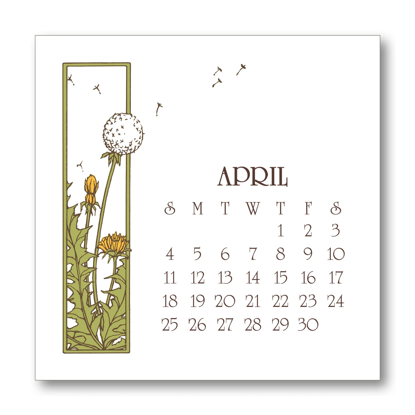 2027 Arts & Crafts Press Botanical Desk Calendar