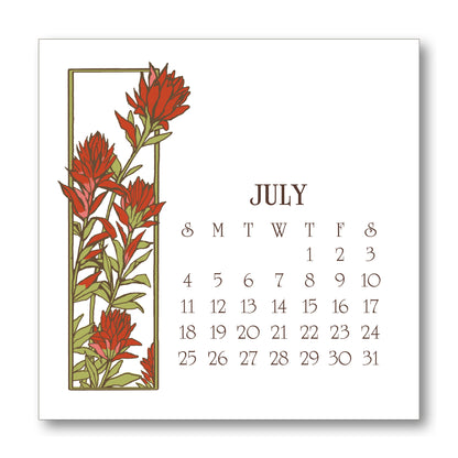 2027 Arts & Crafts Press Botanical Desk Calendar