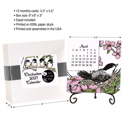 2027 Arts & Crafts Press Chickadee Desk Calendar