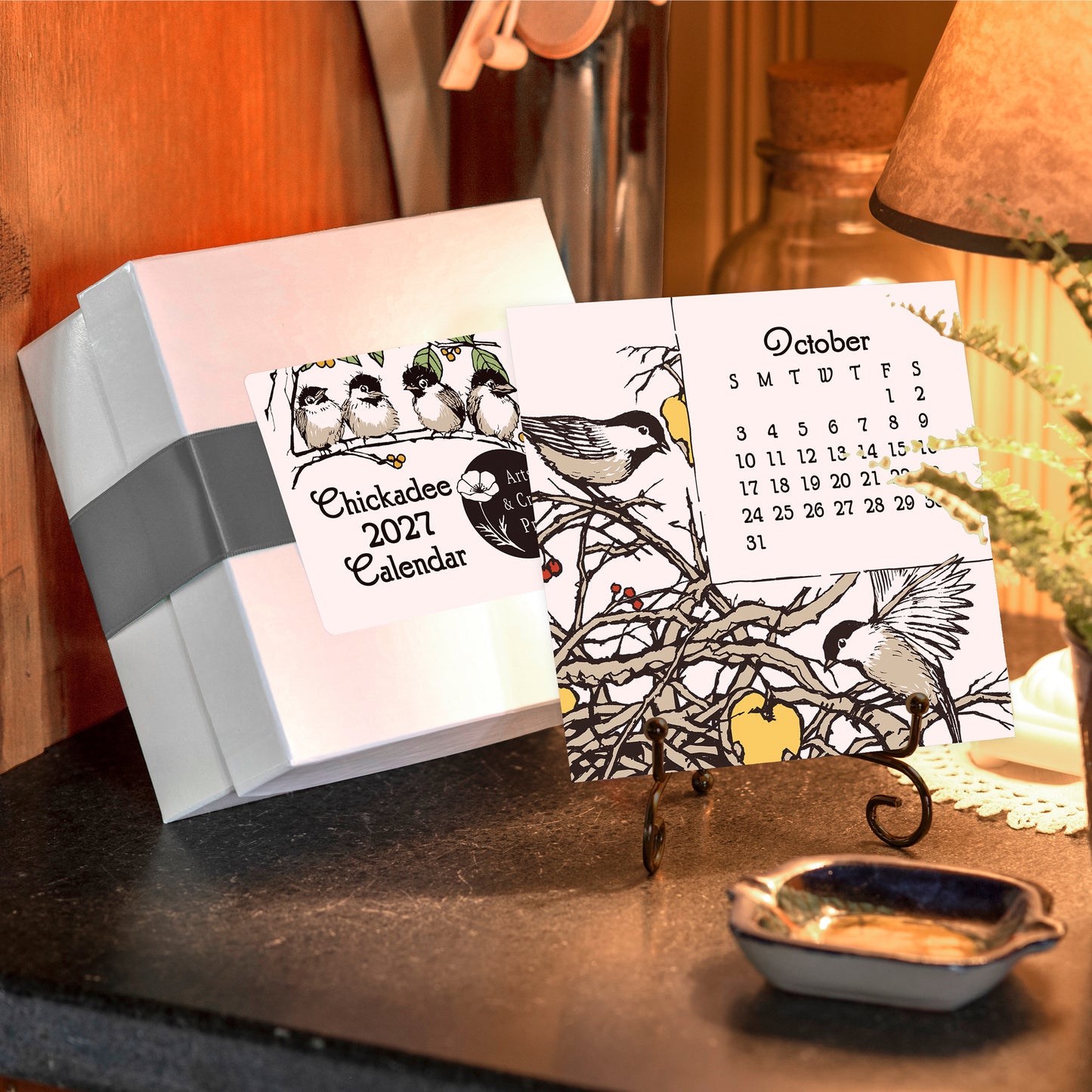 2027 Arts & Crafts Press Chickadee Desk Calendar