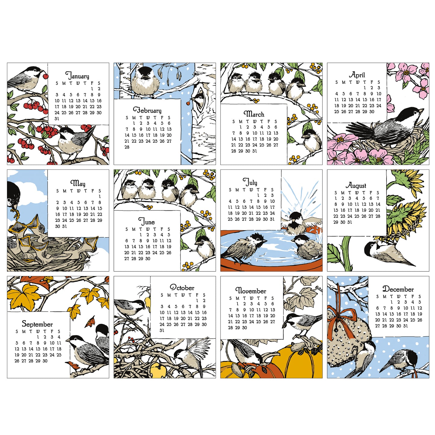2027 Arts & Crafts Press Chickadee Desk Calendar