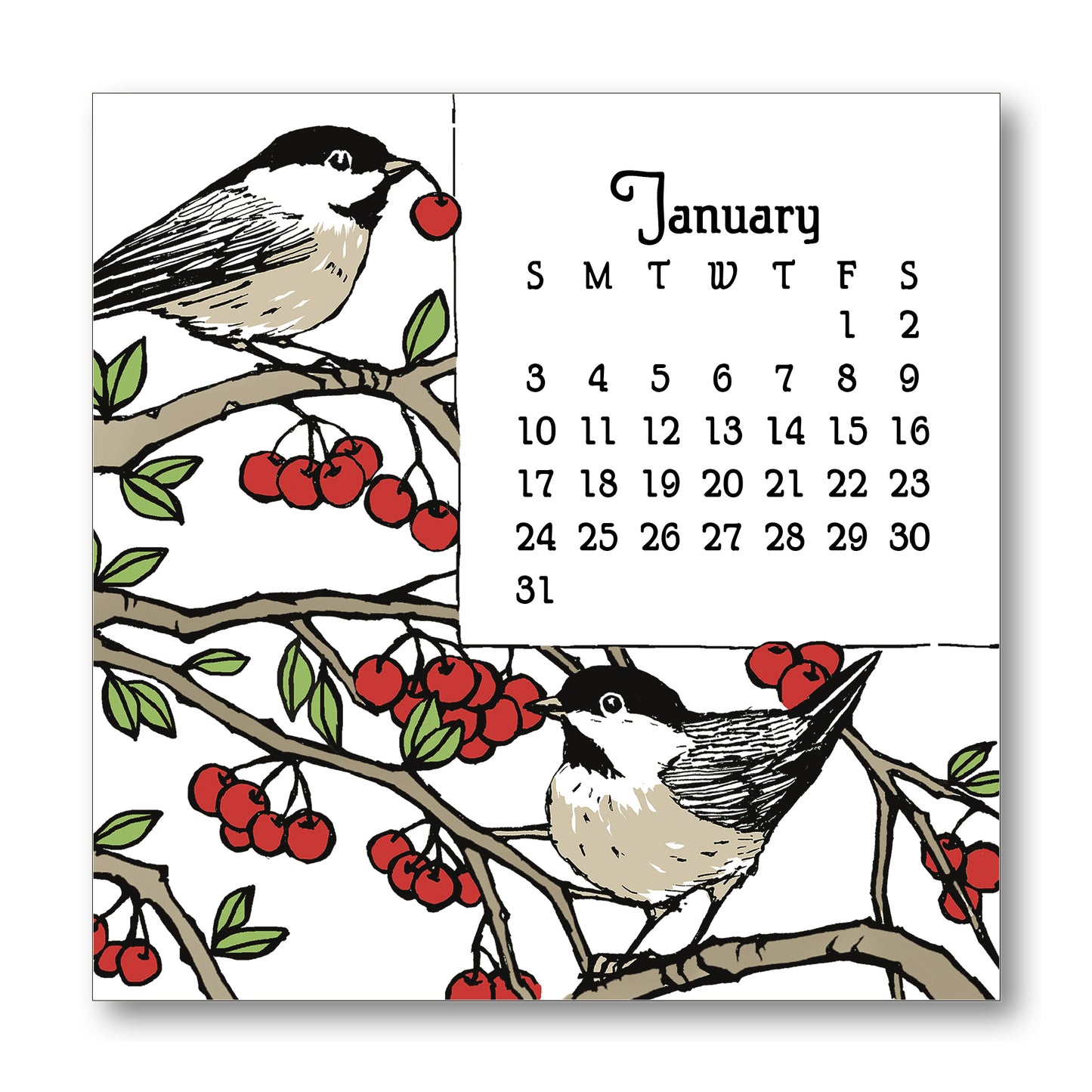 2027 Arts & Crafts Press Chickadee Desk Calendar