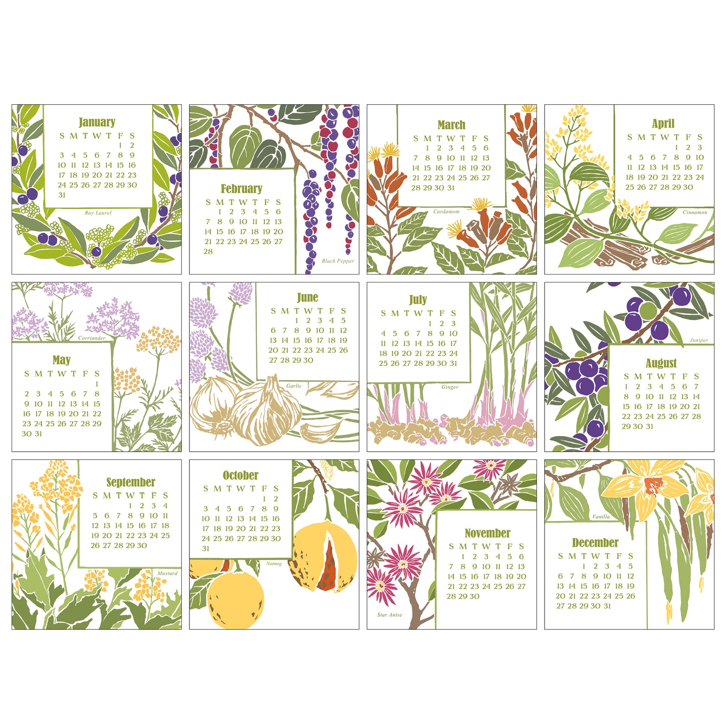 2027 Arts & Crafts Press Spice Desk Calendar