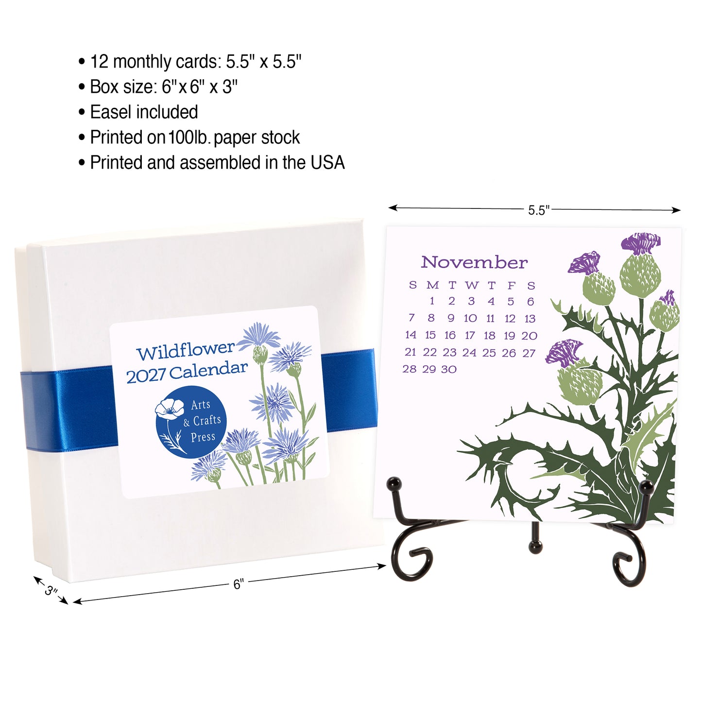 2027 Arts & Crafts Press Wildflower Desk Calendar