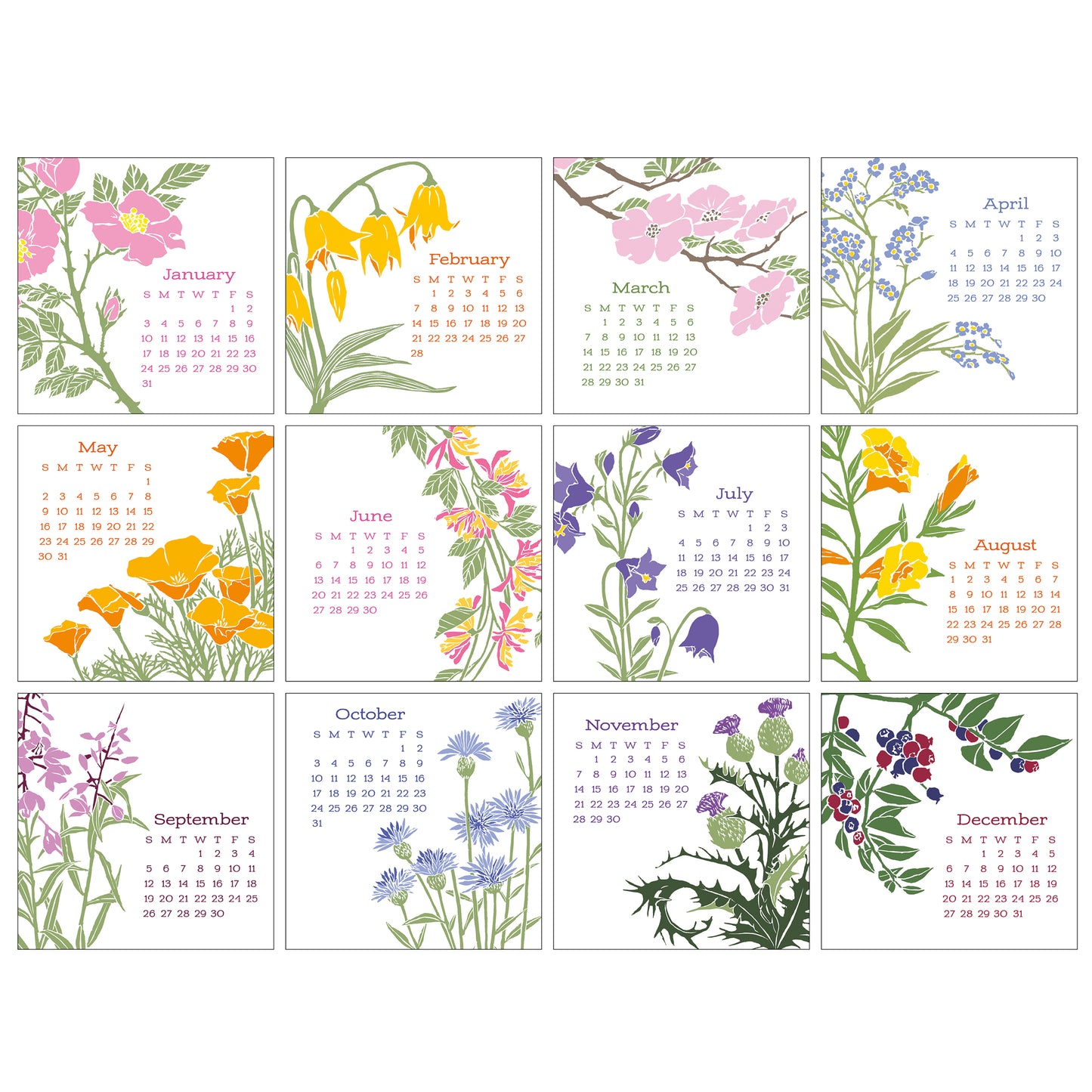 2027 Arts & Crafts Press Wildflower Desk Calendar