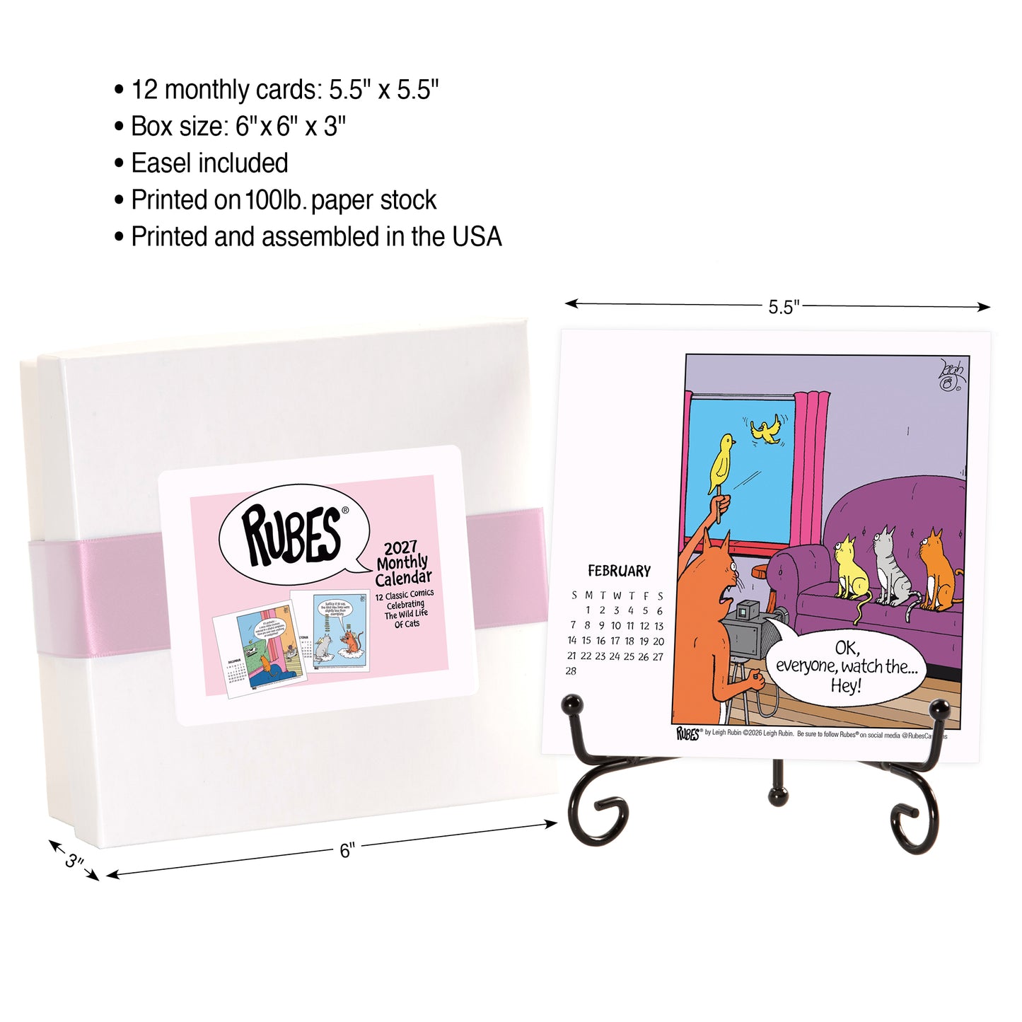 2027 Rubes® Cat Desk Calendar