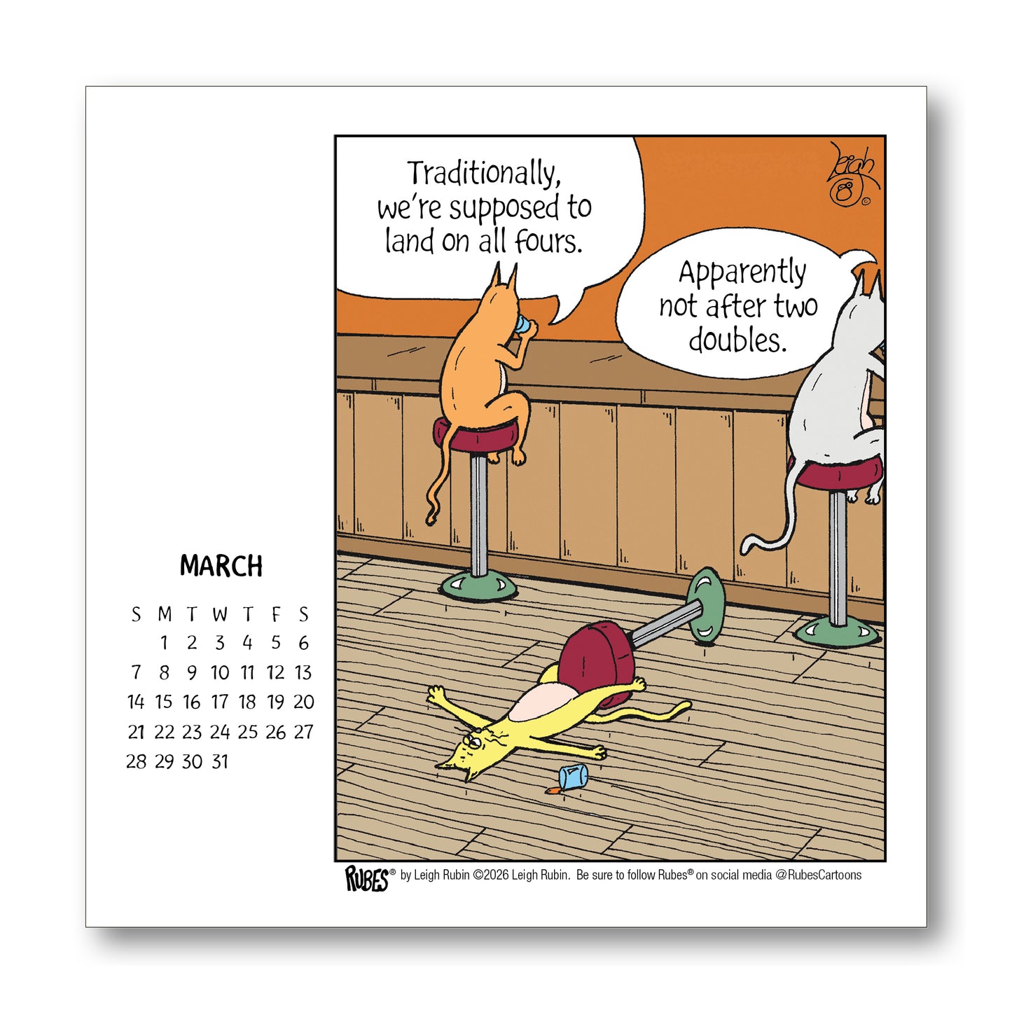 2027 Rubes® Cat Desk Calendar