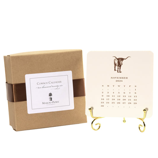 2026 Cowboy Calendar with Easel