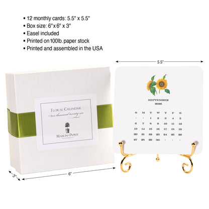 2026 Floral Calendar with Easel