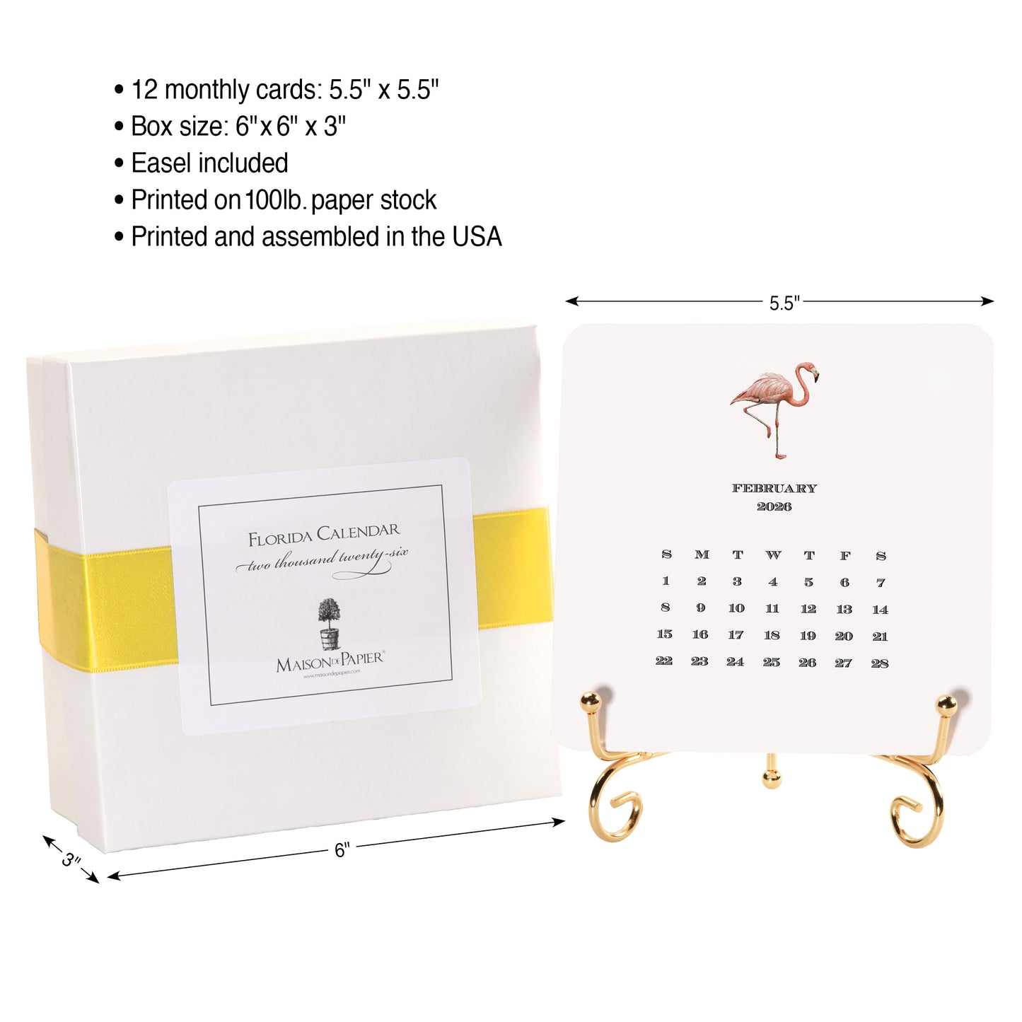 2026 Florida Calendar with Easel