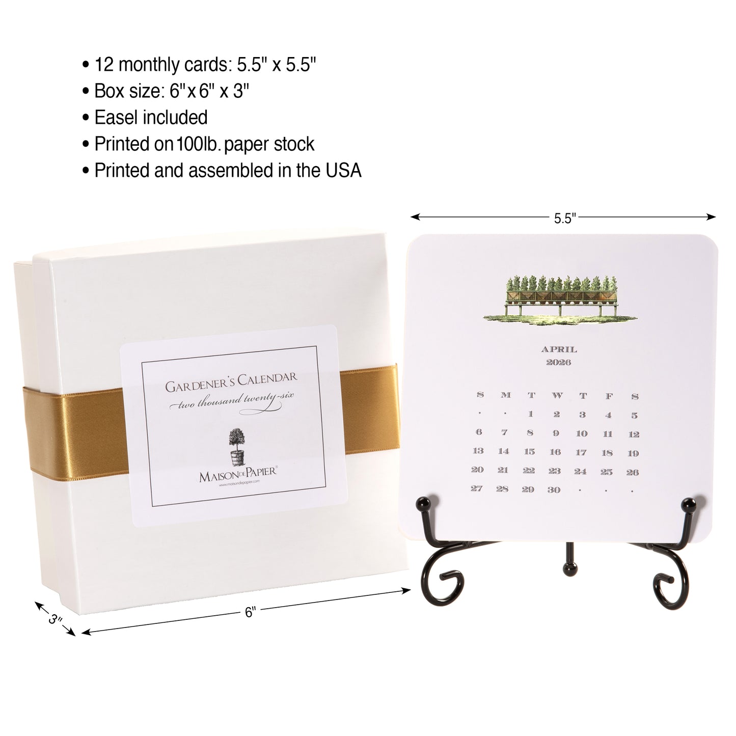 2026 Gardener's Calendar with Easel