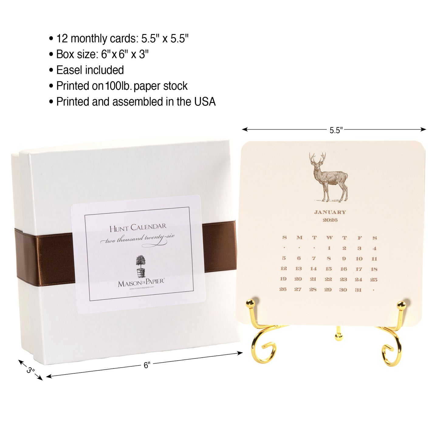 2026 Hunt Calendar with Easel