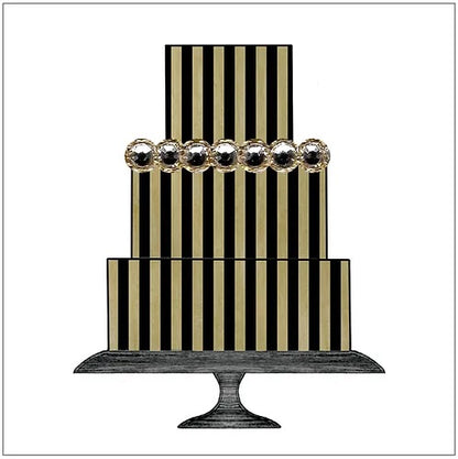 SEH GGE217 - Black & Gold Striped Tiered Cake