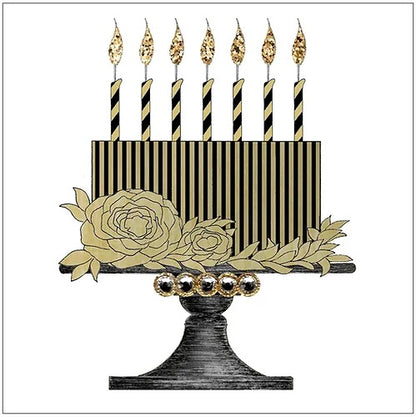 SEH GGE219 - Black & Gold Striped Cake