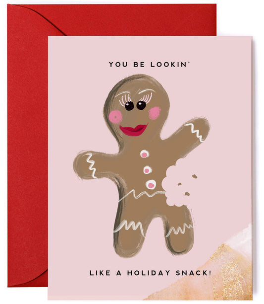 Holiday Snack, Funny & Stylish Gingerbread Christmas Card