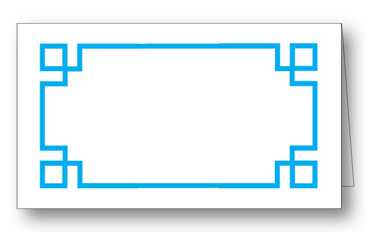 Greek Key Border Turquoise Place Card