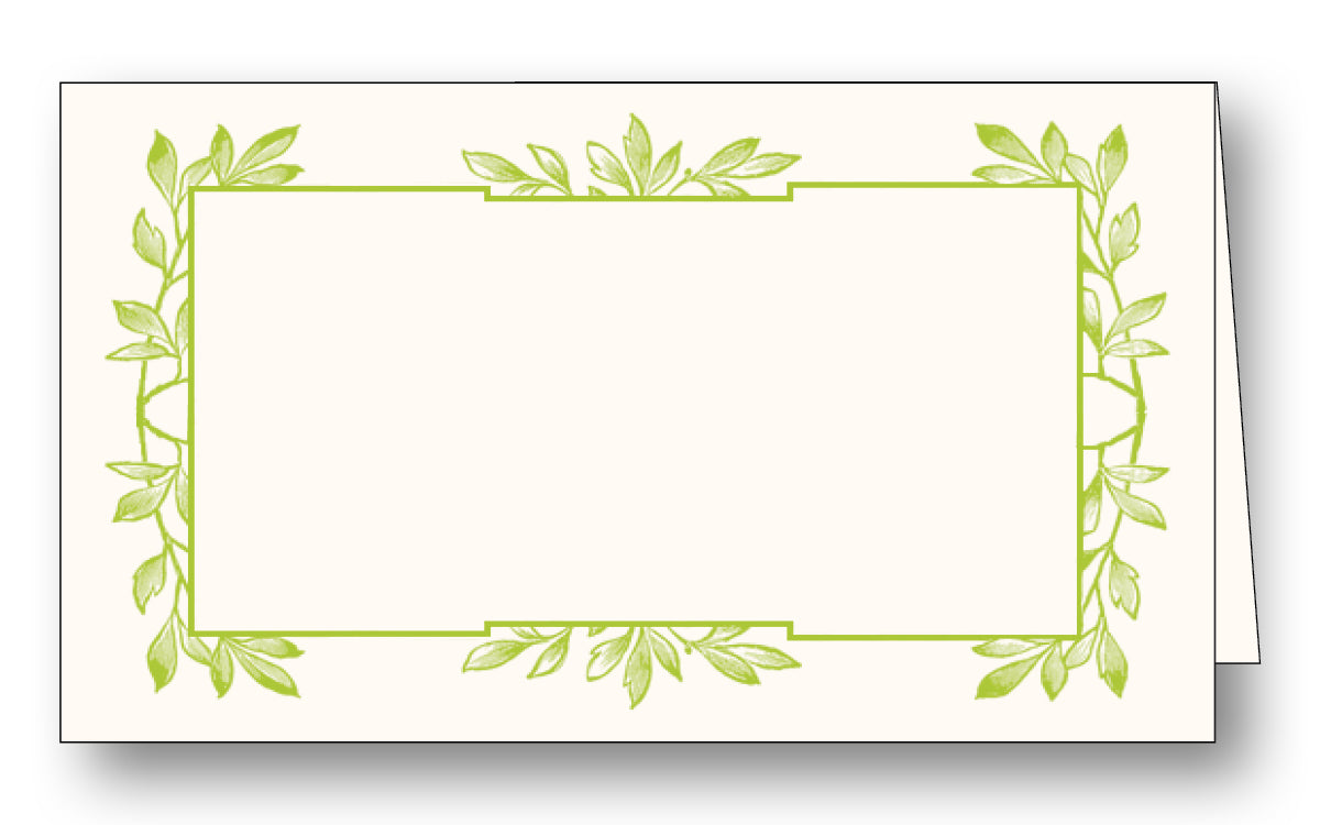 Chartreuse Leaf Border Place Card