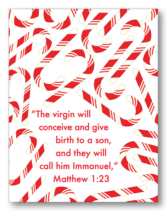 Matthew 1:23 Candycane Boxed Note Cards