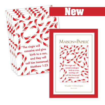 Matthew 1:23 Candycane Boxed Note Cards