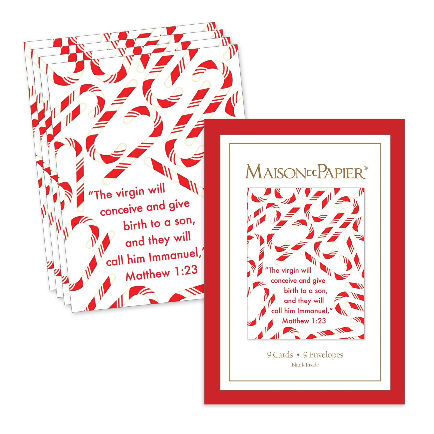 Matthew 1:23 Candycane Boxed Note Cards