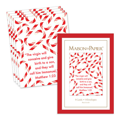 Matthew 1:23 Candycane Boxed Note Cards