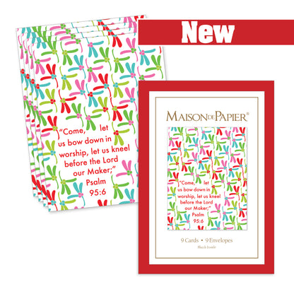 Psalm 95:6 Bright Holly Boxed Note Cards