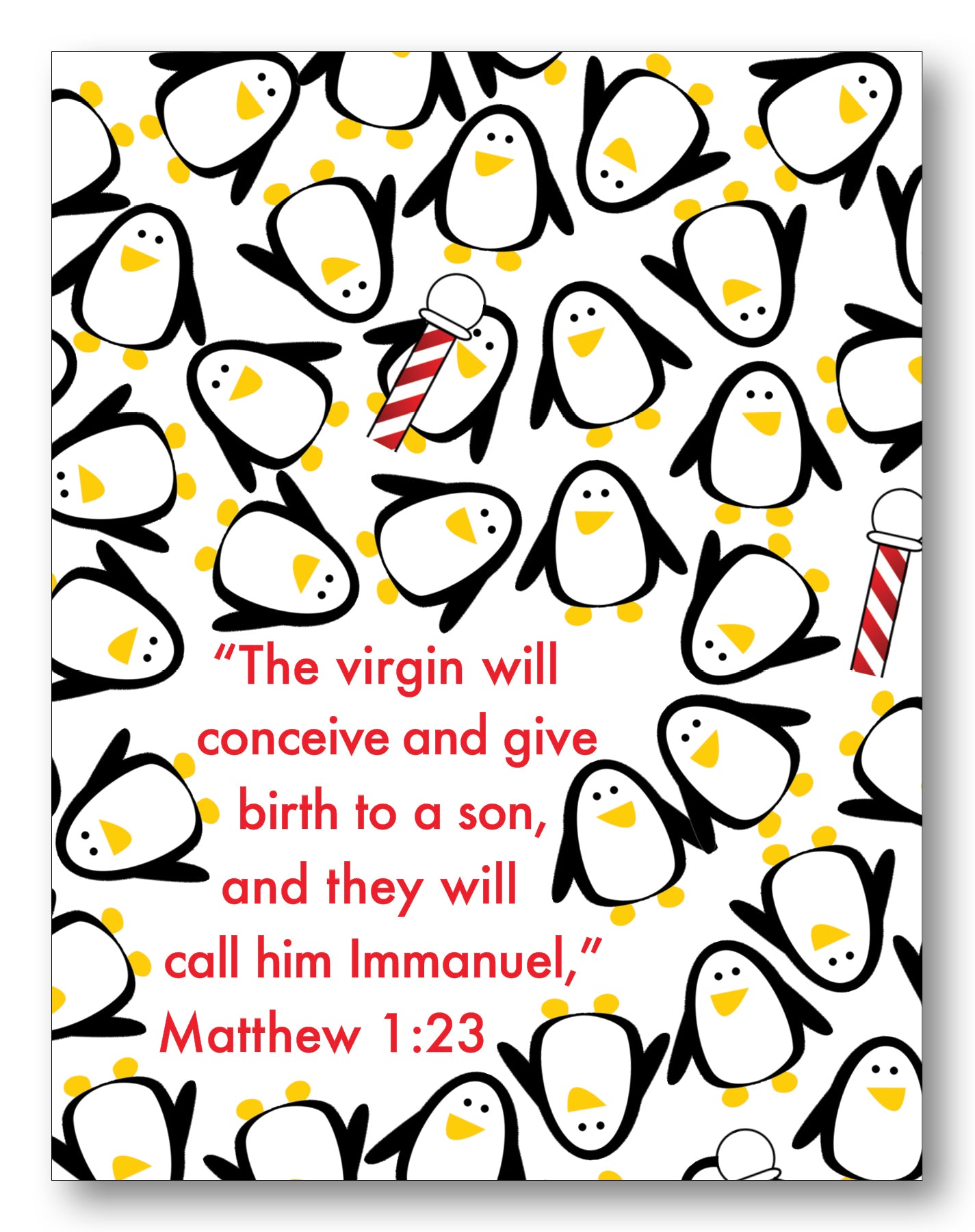 Matthew 1:23 Penguin Boxed Note Cards