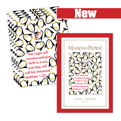 Matthew 1:23 Penguin Boxed Note Cards