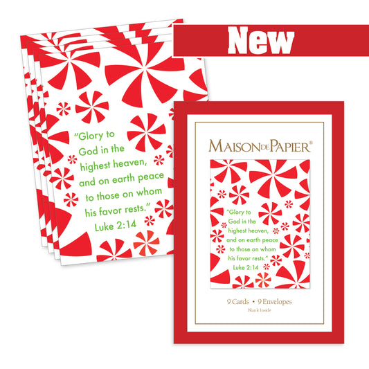 Luke 2:14 Peppermint Boxed Note Cards