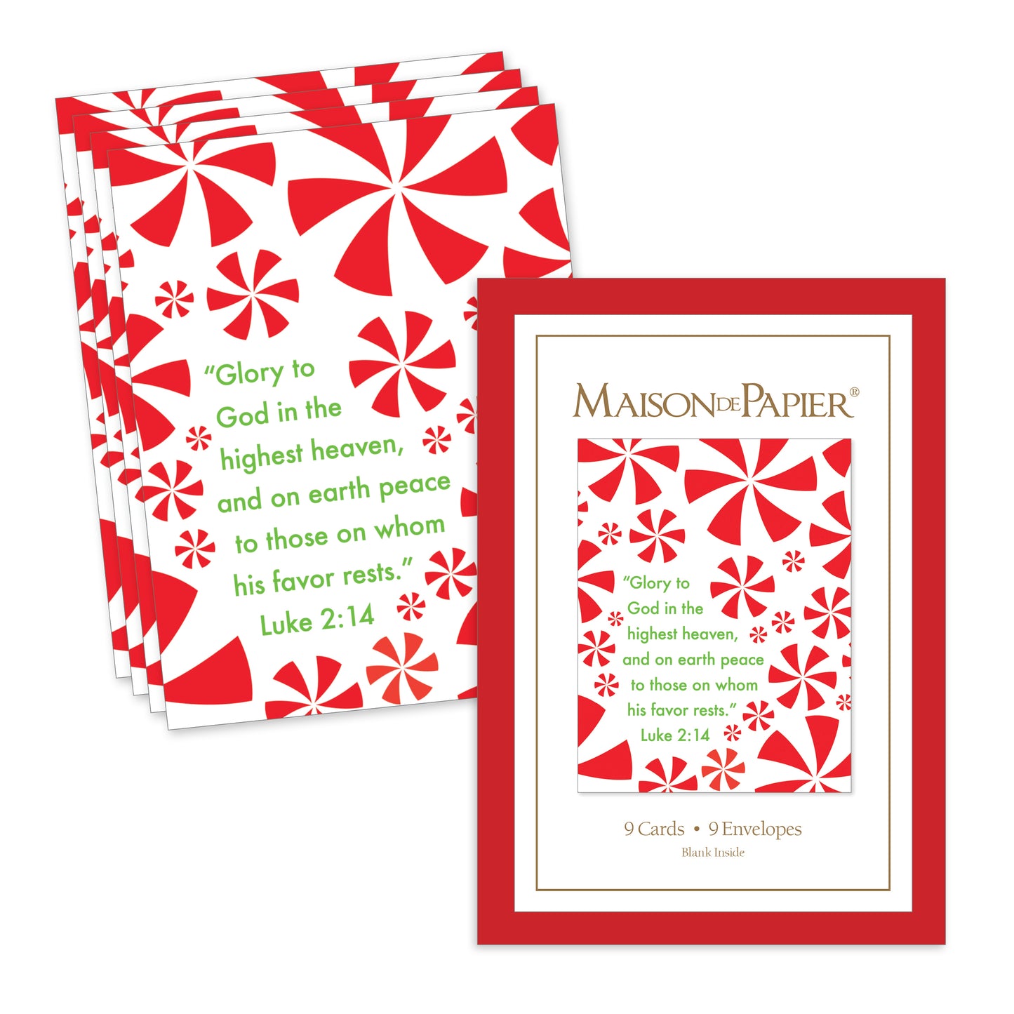 Luke 2:14 Peppermint Boxed Note Cards