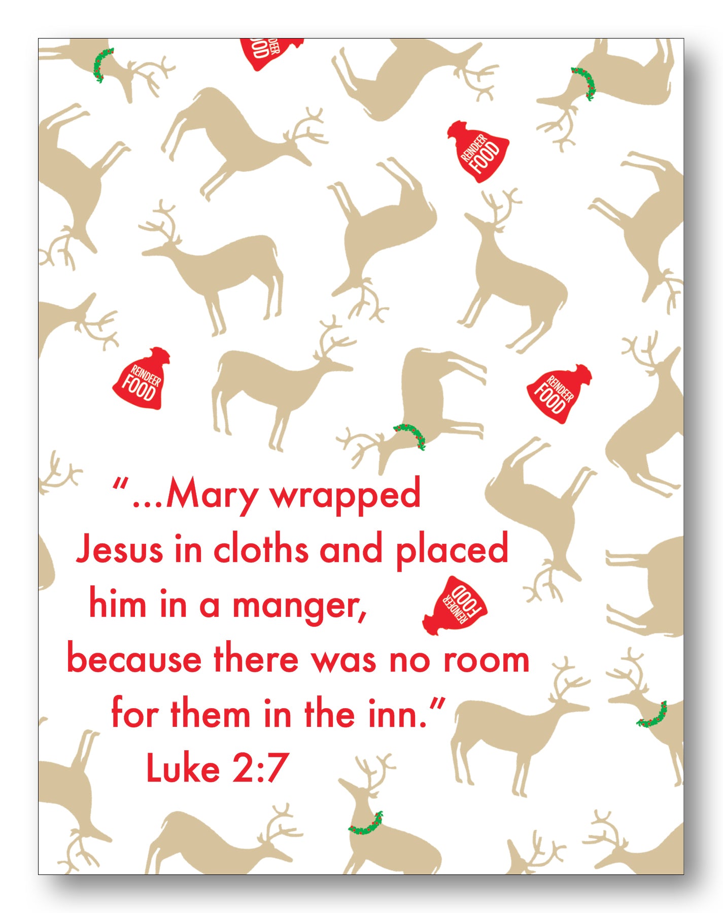 Luke 2:7 Reindeer Boxed Note Cards