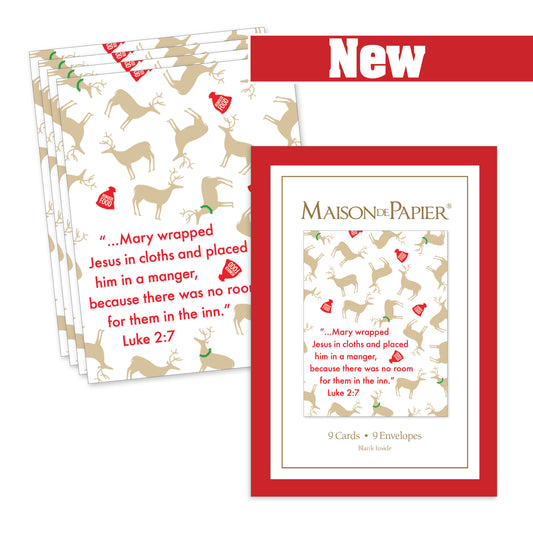 Luke 2:7 Reindeer Boxed Note Cards