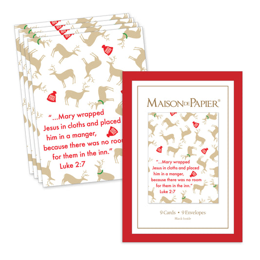 Luke 2:7 Reindeer Boxed Note Cards