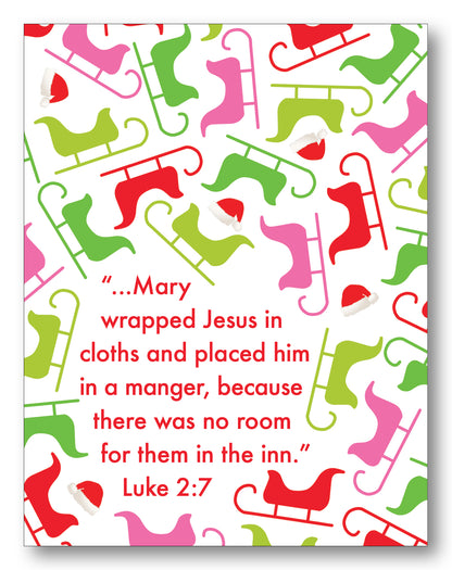 Luke 2:7 Sleigh Boxed Note Cards