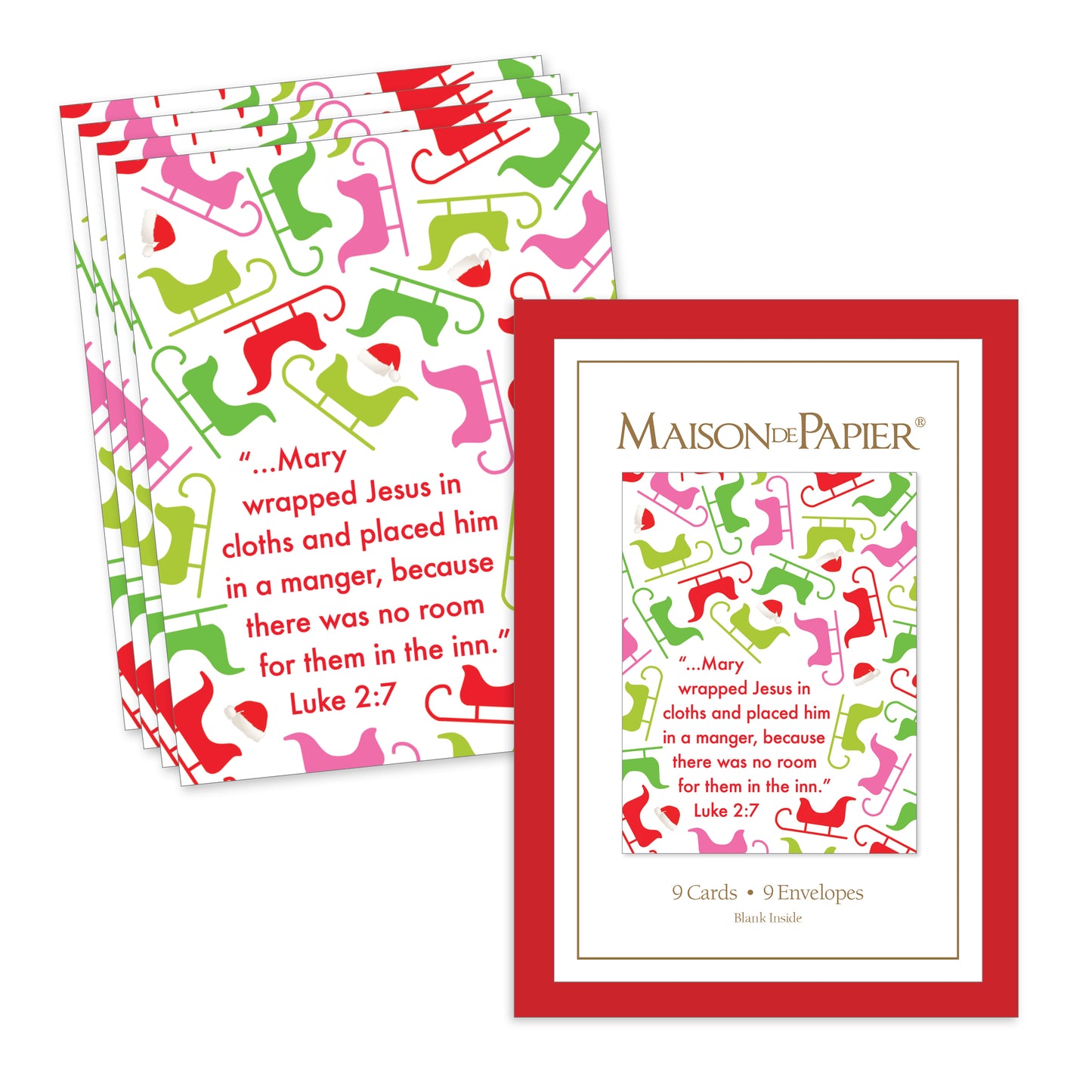 Luke 2:7 Sleigh Boxed Note Cards