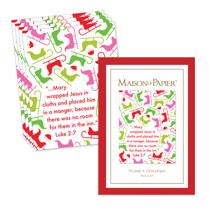 Luke 2:7 Sleigh Boxed Note Cards