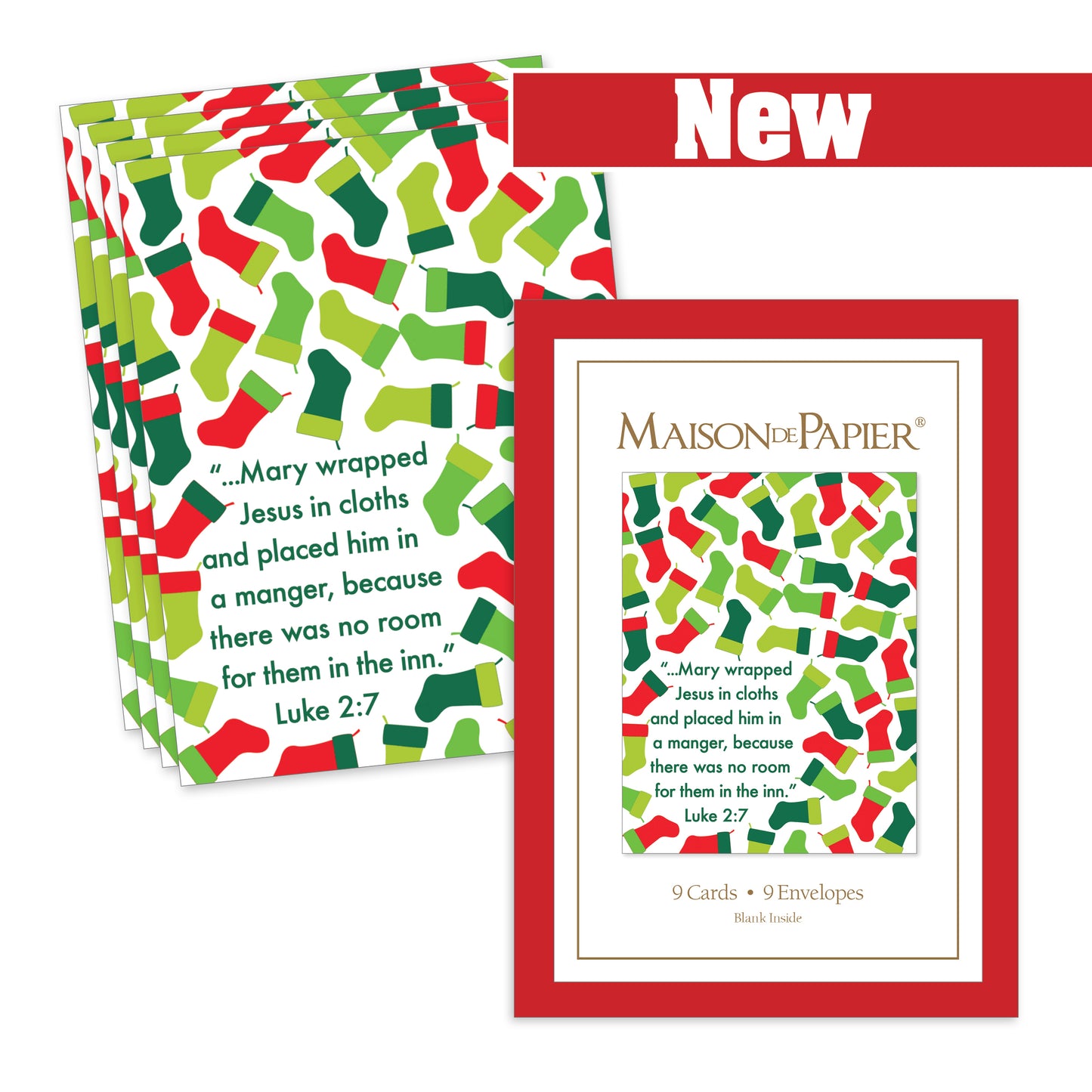 Luke 2:7 Stocking Boxed Note Cards