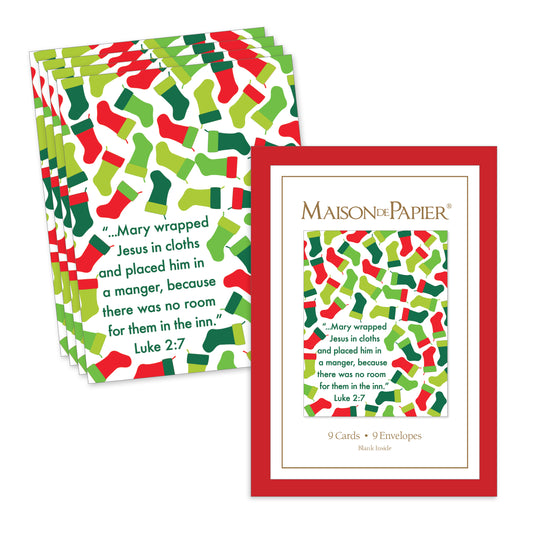 Luke 2:7 Stocking Boxed Note Cards