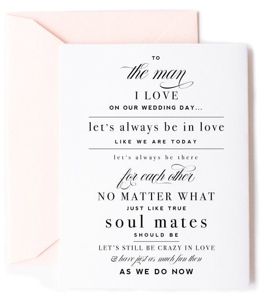 To The Man I Love On Our Wedding Day, Wedding Day Love Card