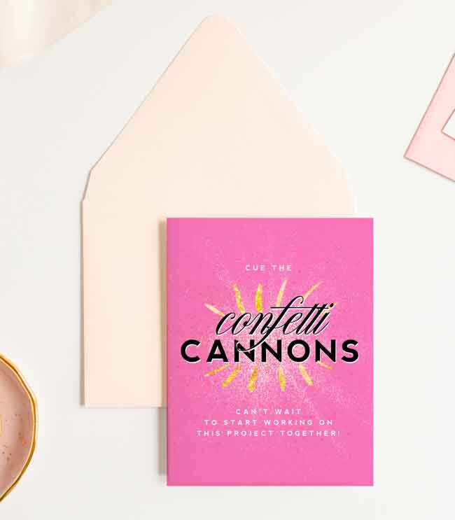 Confetti Cannons, New Customer Celebration Greeting Card