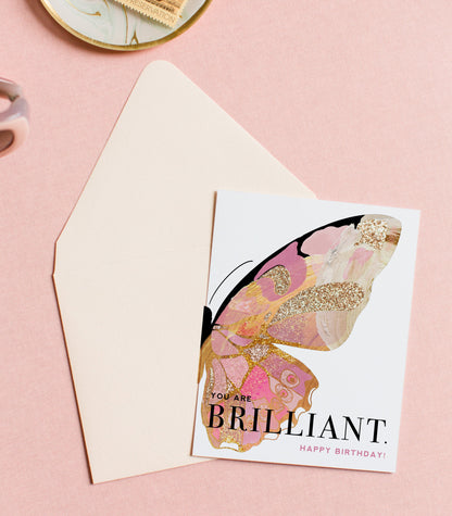 Brilliant Butterfly, Stylish Happy Birthday Greeting Card